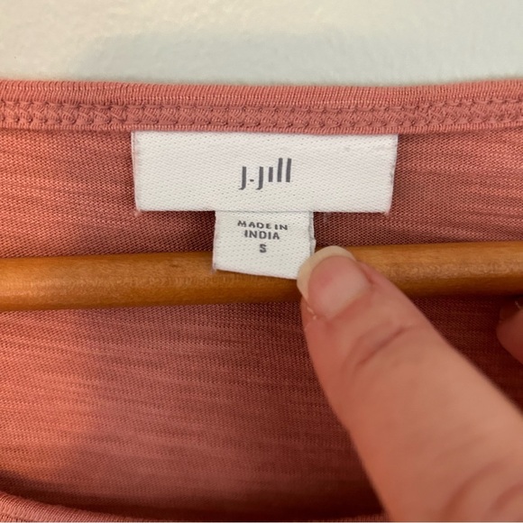 J. Jill Pink Coral Woven Lace Sleeve Top. Size Small. - Picture 3 of 10